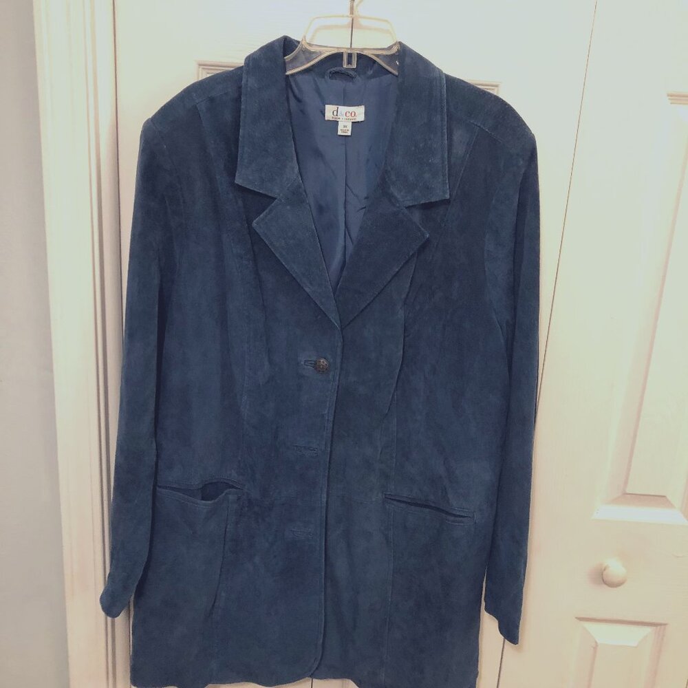 Denim & Company women's size 3X deep teal blue leather jacket